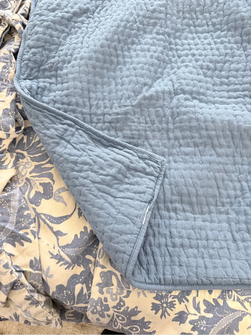 Pottery Barn Blue Pick Stitch Euro Sham
